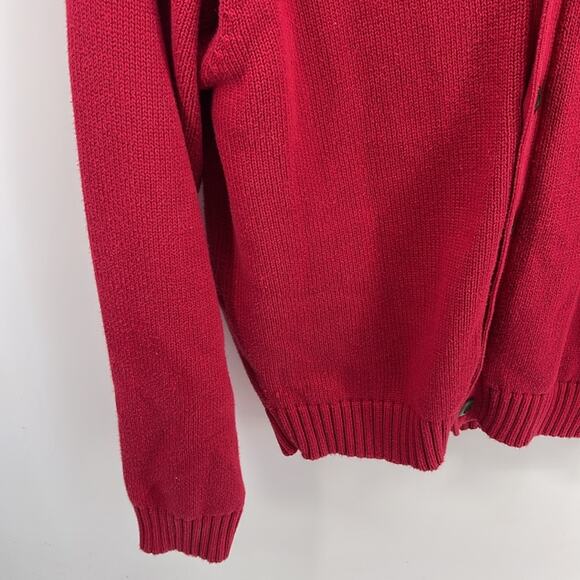 Vintage L. L. Bean 100% cotton V-neck heavy knit button up cardigan sweater sz M - Picture 3 of 7